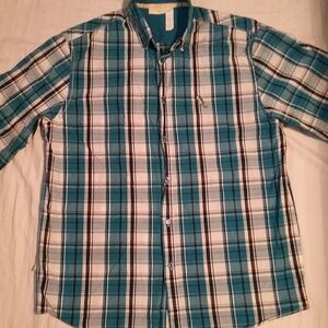 Men's Rocawear size large blue plaid shirt